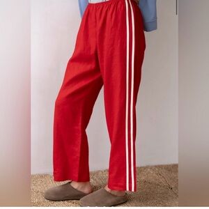 DONNI. Linen striped cropped pant - bell pepper M